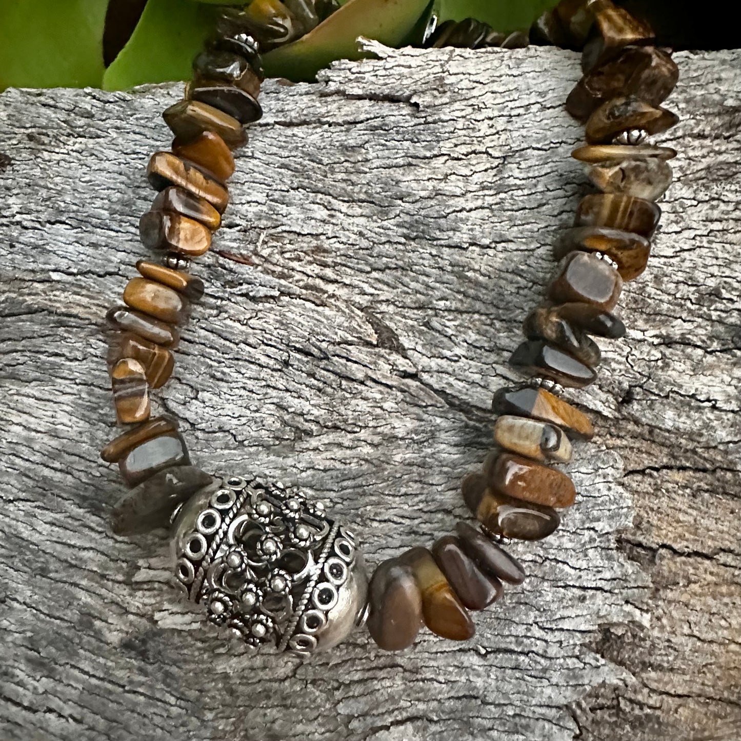 N0922 Tiger Eye Statement Necklace (18”-20”)