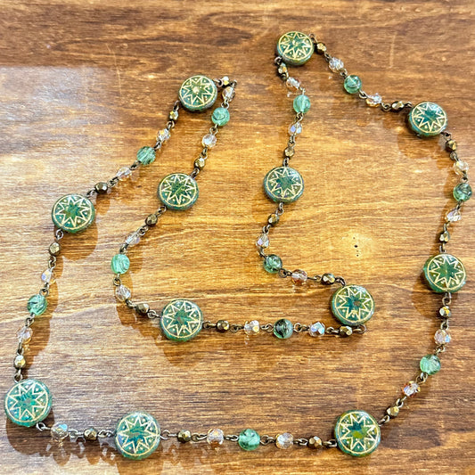 30” Boho Green Sun Necklace