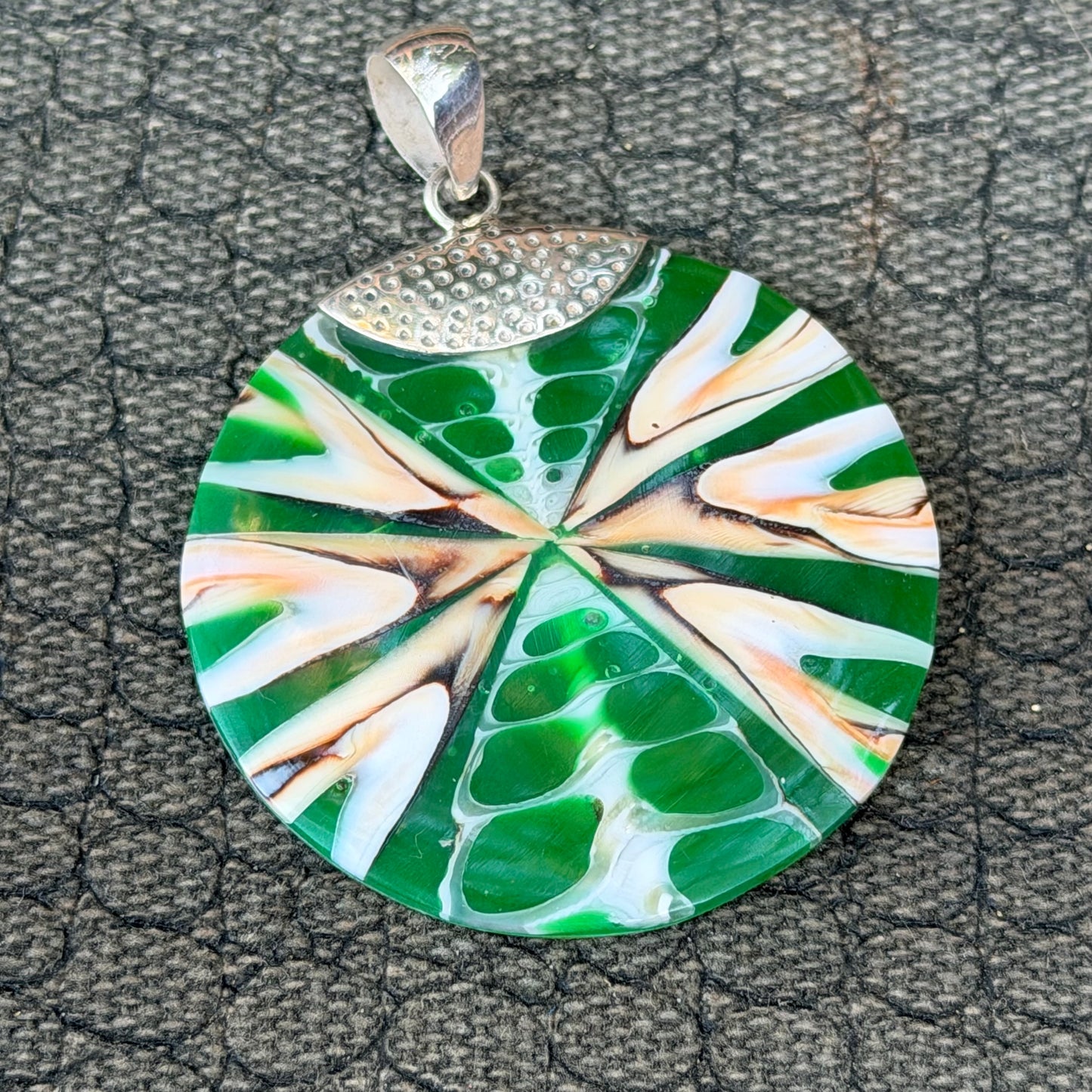 Sale - 2" Shell Resin Sterling Silver on 18" Sterling Silver Chain