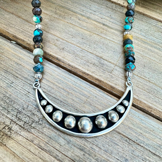 Azurite Turquoise Sterling Necklace 18”-20”