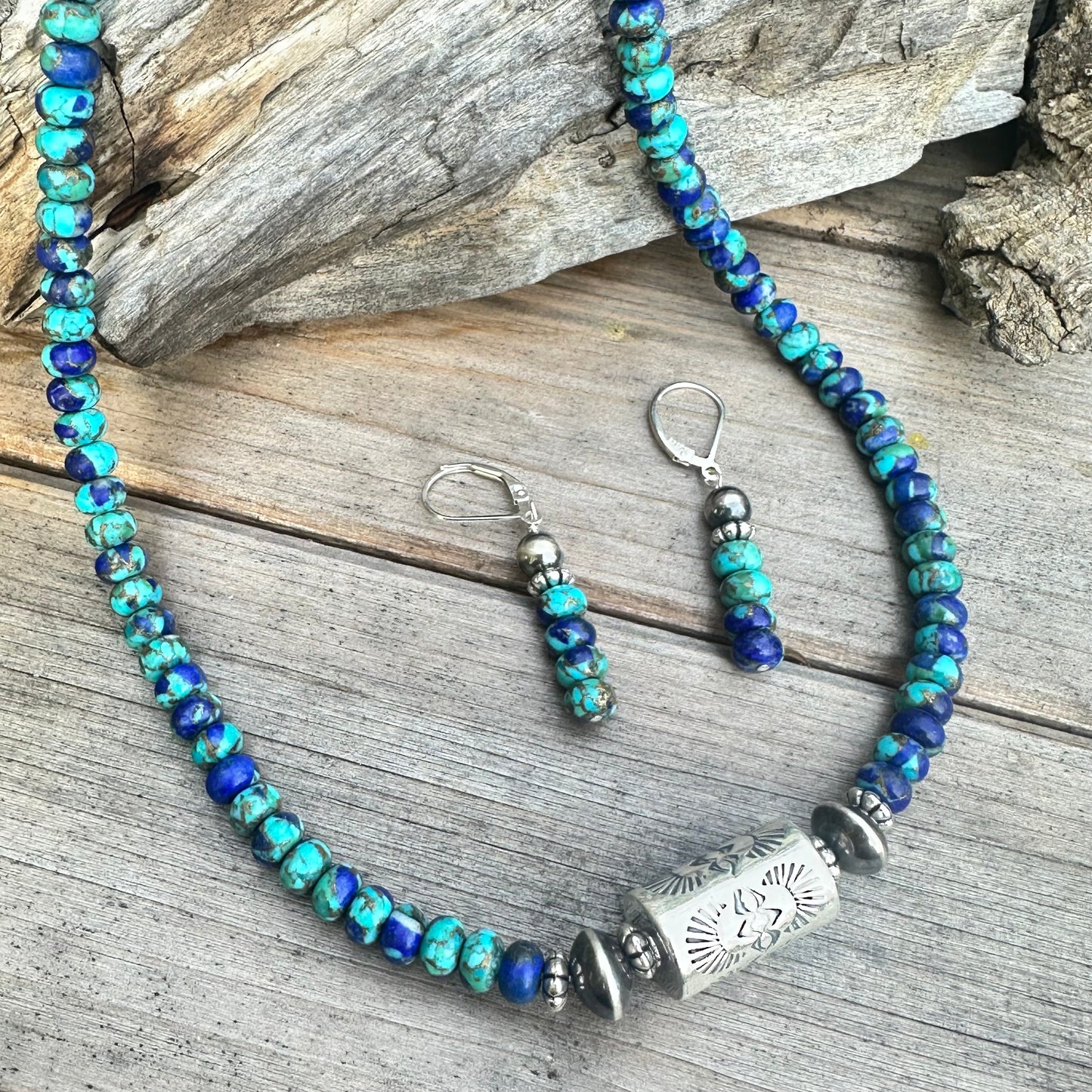 Lapis Turquoise Navajo Pearls Earrings
