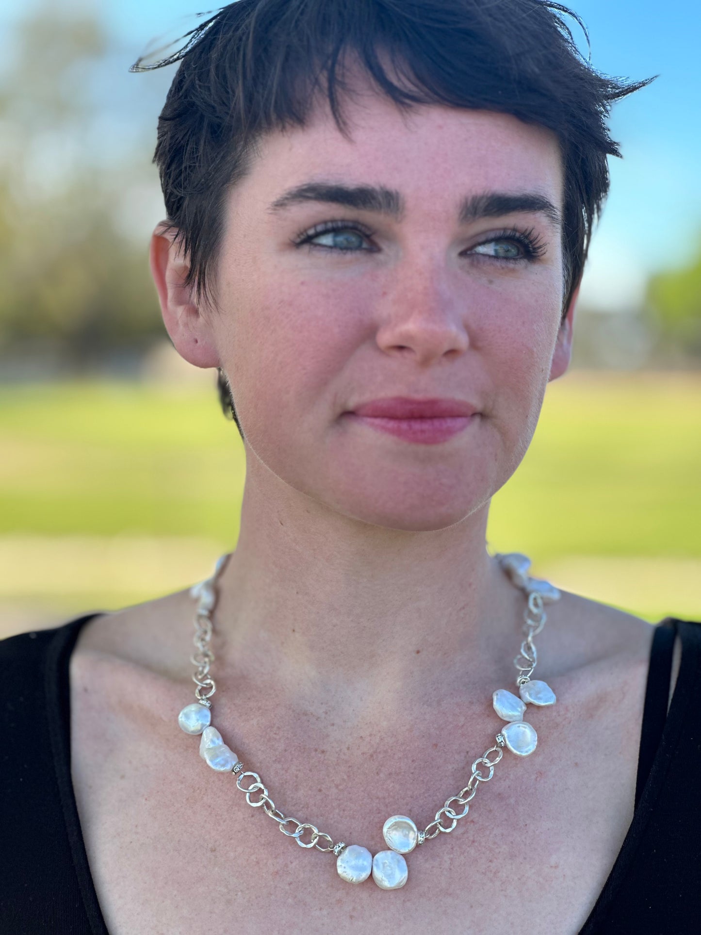 Baroque Pearl Butterfly Sterling Necklace (20"-22")