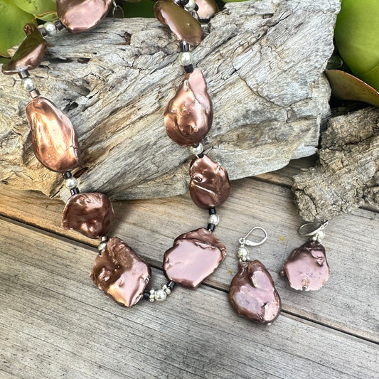 Chocolate Baroque Pearl Earrings