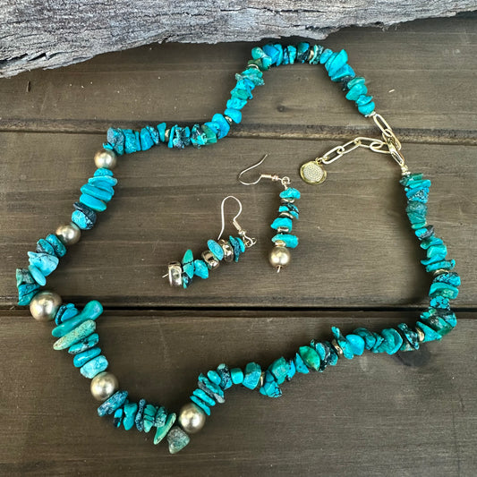 N0919 Turquoise Gold Necklace (18”-20”)