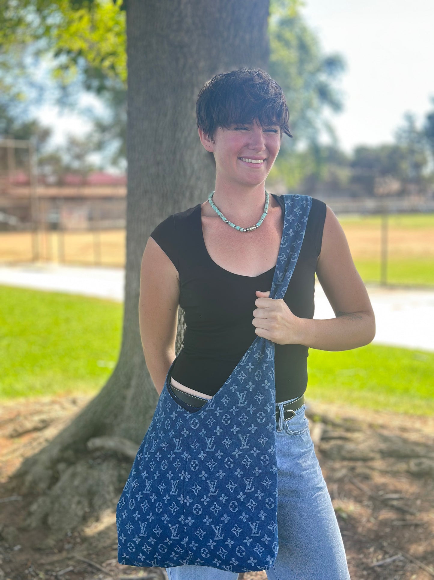 Handmade Fully Lined Denim Market Bag