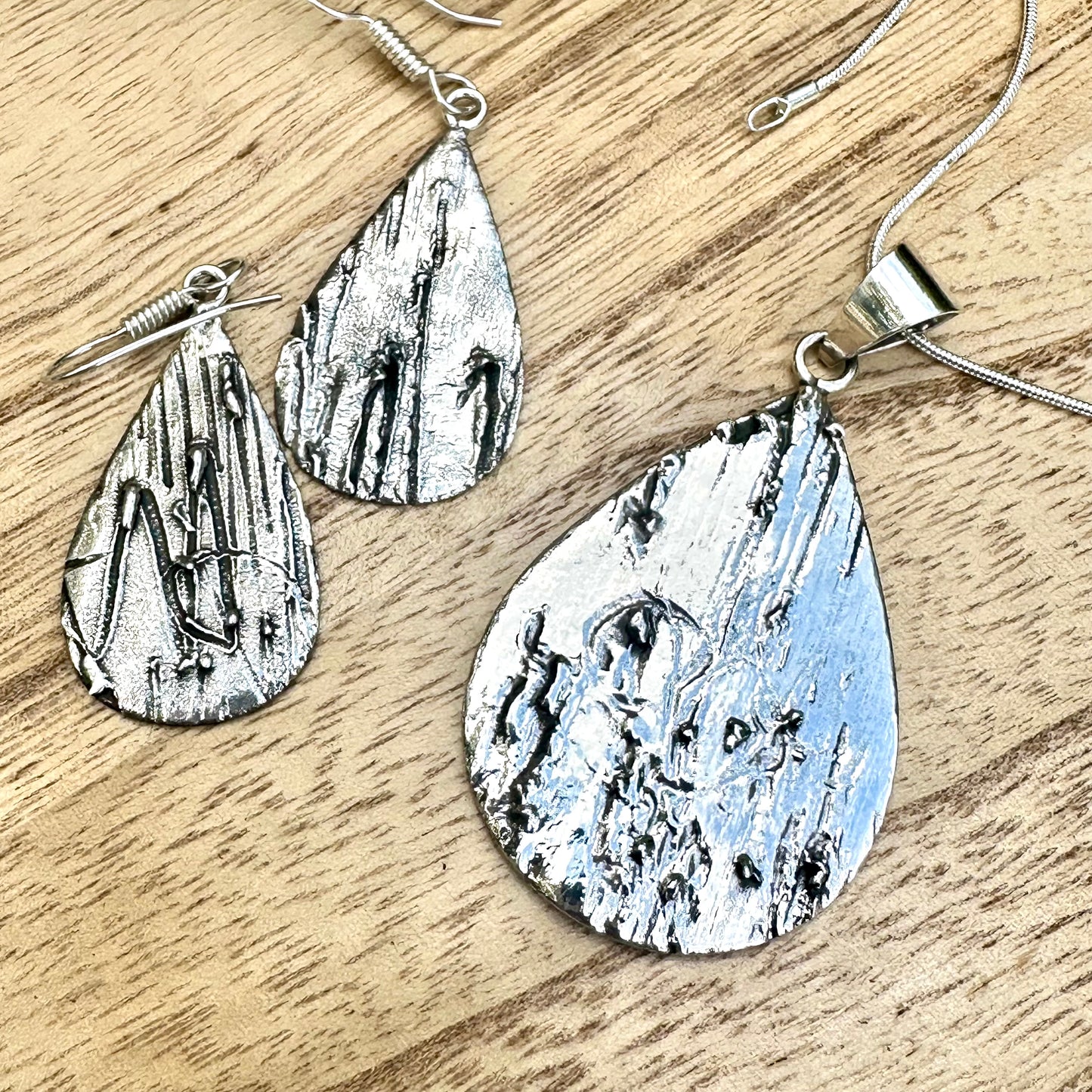 Taxco Textured Sterling Silver Teardrop Earrings 2.2”