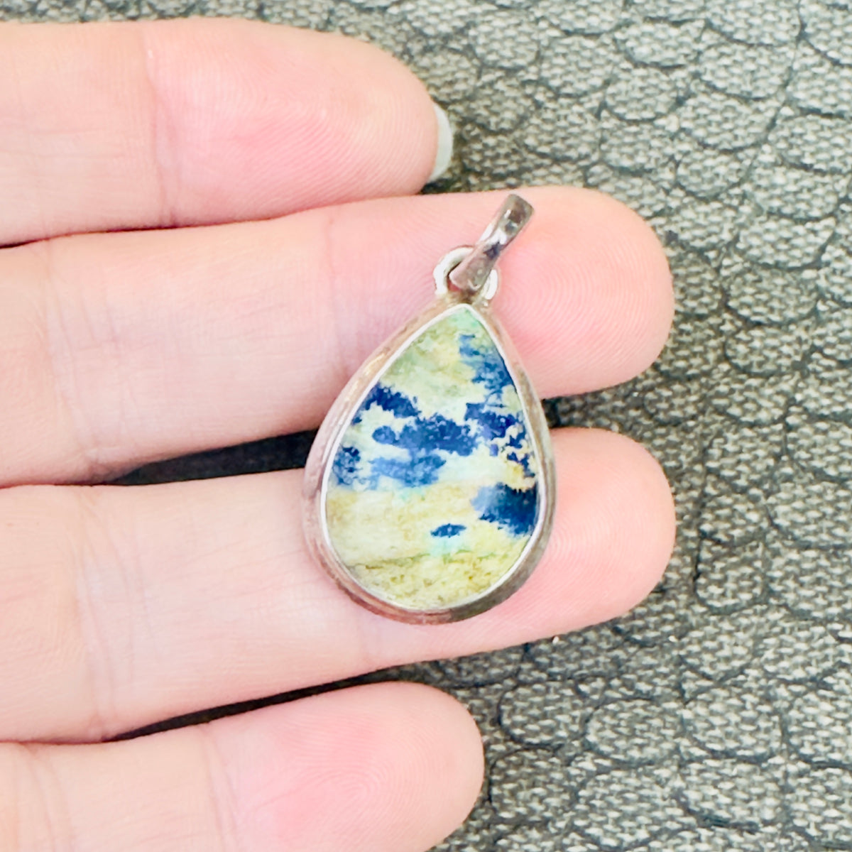 Sale - 1.2" Lazurite Sterling Silver Pendant Necklace (18")