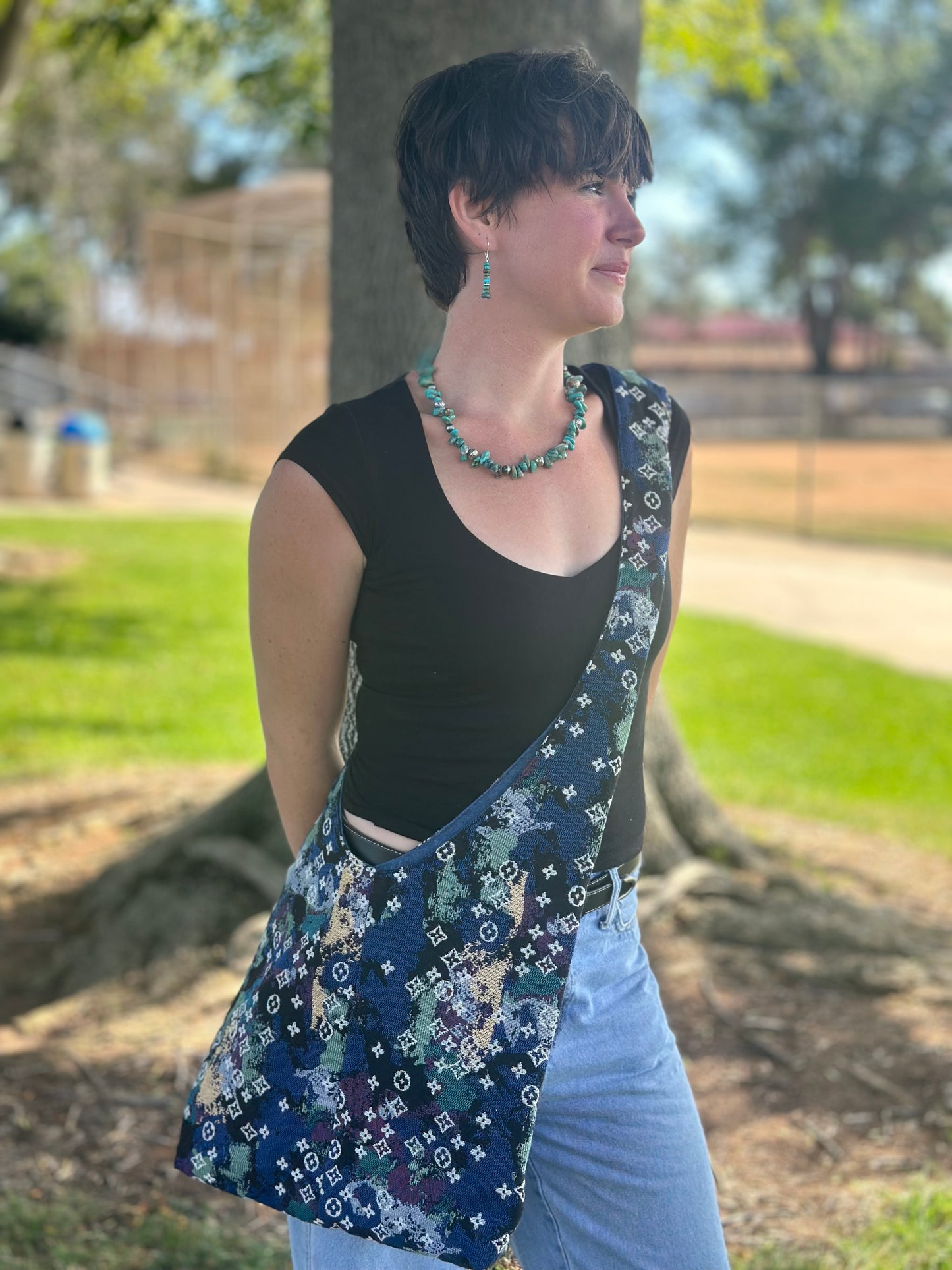 Handmade Fully Lined Denim Market Bag