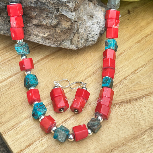 Coral Turquoise Earrings