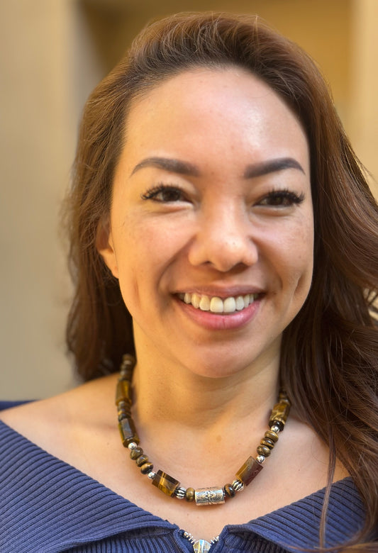 Tiger Eye Barrel Sterling Necklace (18”-20”)