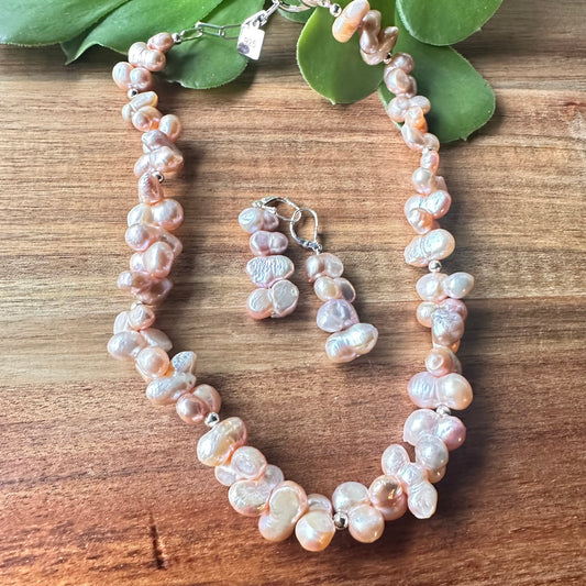 Natural Peachy Pearl Earrings