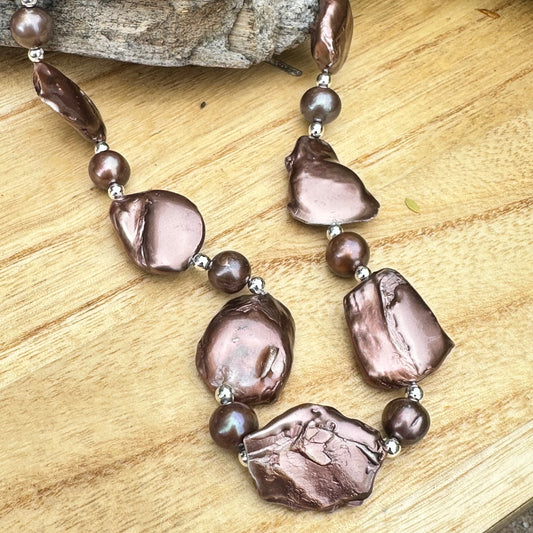 Chocolate Baroque Pearl Necklace