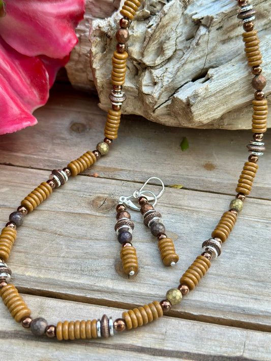 E0657 Jasper Copper Earrings (2.2”)