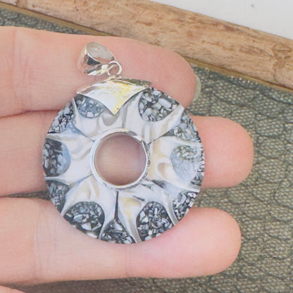 Sale -  2.3" Brown Spider Nautilus Shell Sterling Silver on 18" Sterling Silver Chain