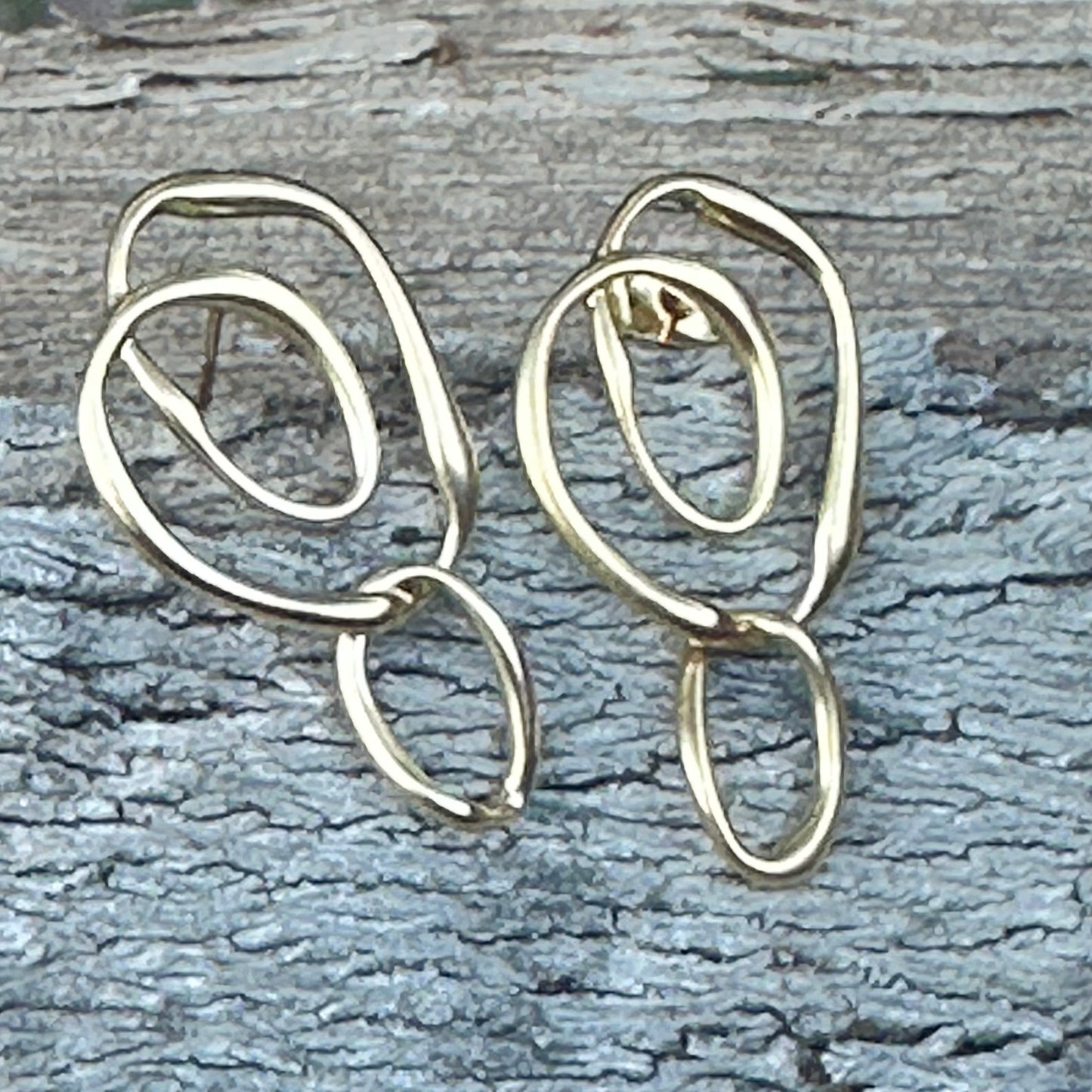 E0730  Art Deco Gold Earrings (2”)