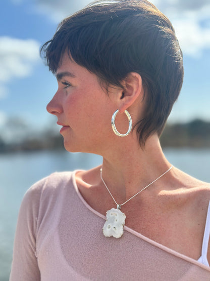 White Solar Agate 2” Necklace 18”