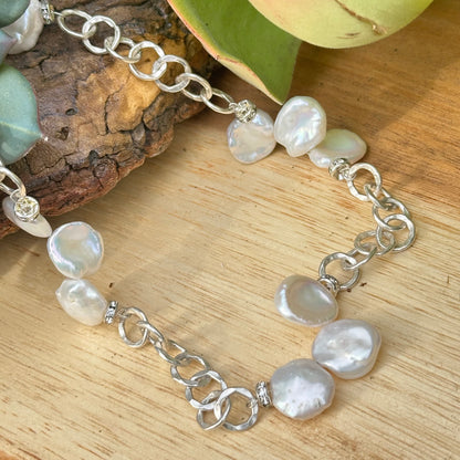 Baroque Pearl Butterfly Sterling Necklace (20"-22")