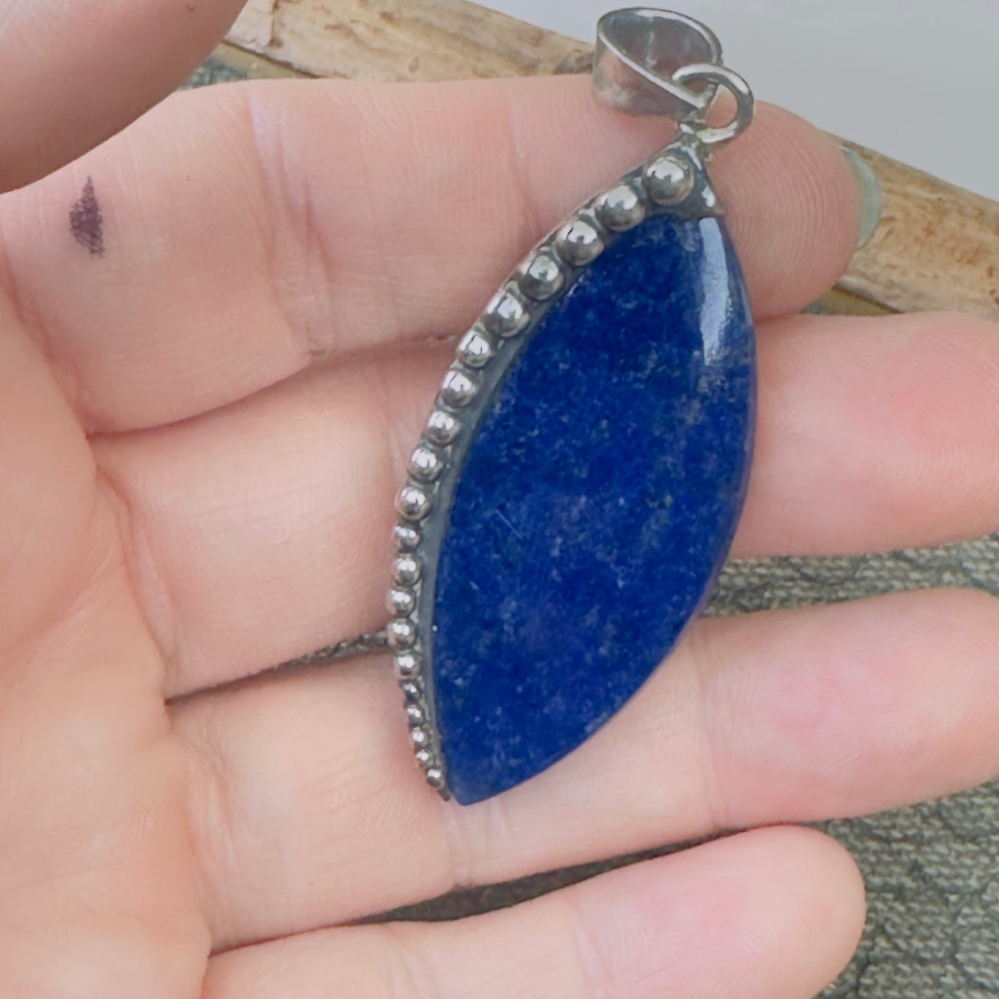 Sale -  2.2" Lapis Sterling Silver Pendant Necklace (18")