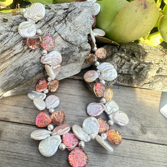 Rutilated Quartz Baroque Pearl Necklace