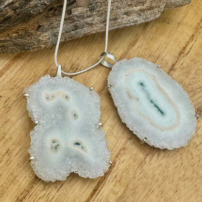 White Solar Agate 2” Necklace 18”