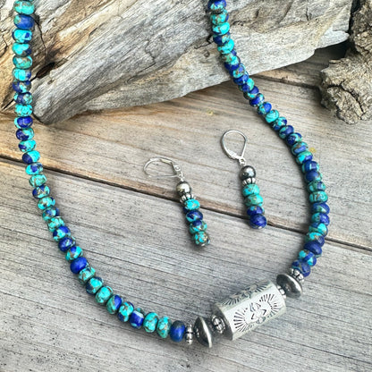 Lapis Turquoise Navajo Pearls  Earrings