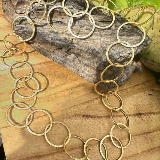 Gold Vermeil Circle Necklace 36”