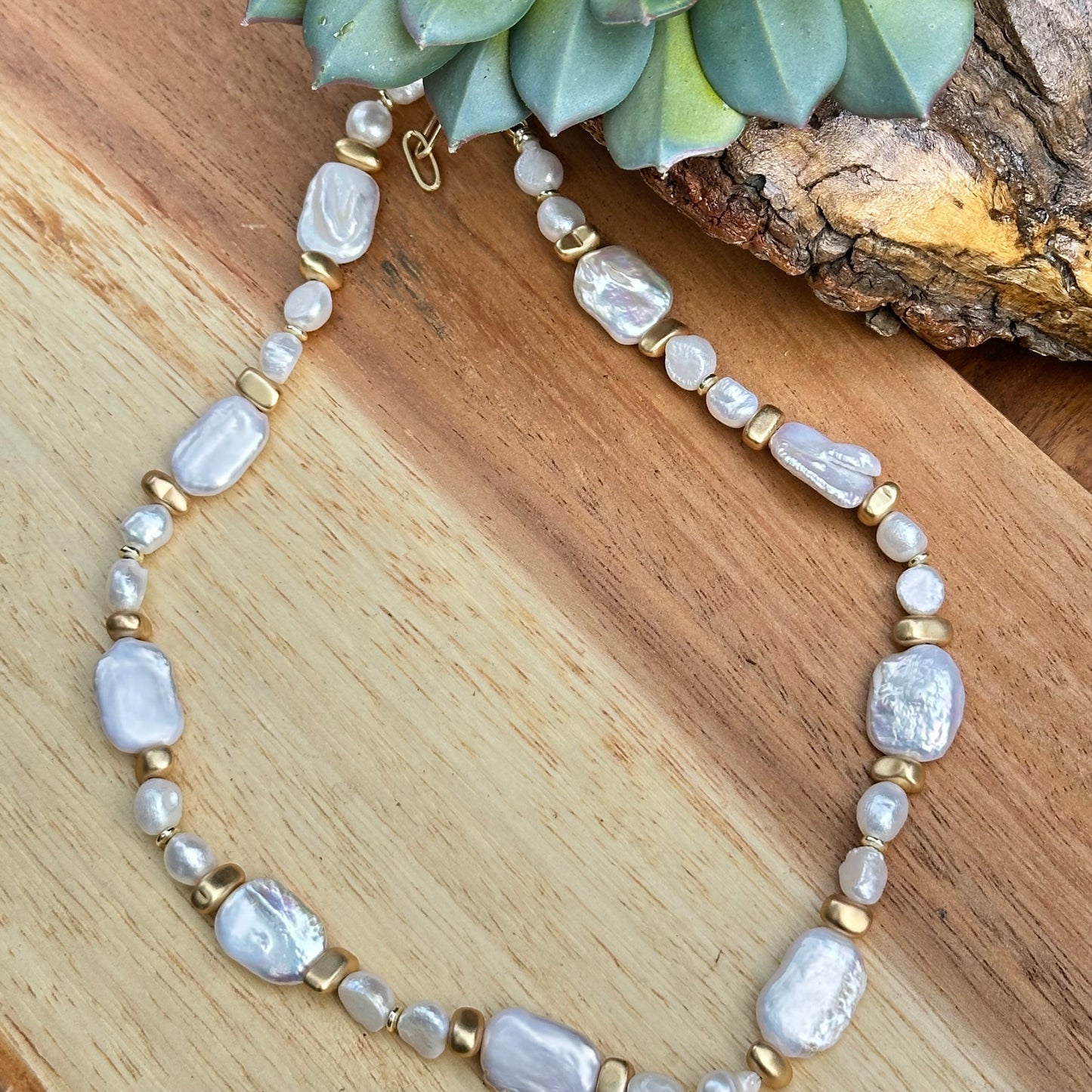 Gold Pearl  Statement Necklace