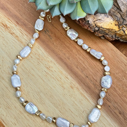Gold Pearl  Statement Necklace
