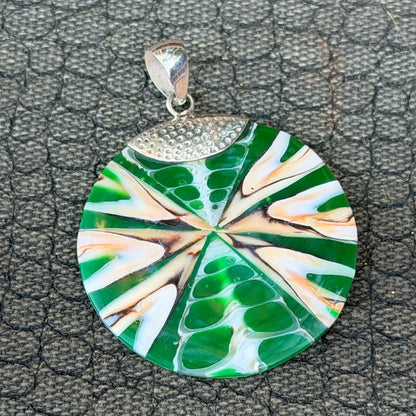Sale -  2" Shell Resin Sterling Silver on 18" Sterling Silver Chain