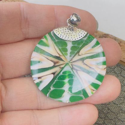Sale -  2" Shell Resin Sterling Silver on 18" Sterling Silver Chain