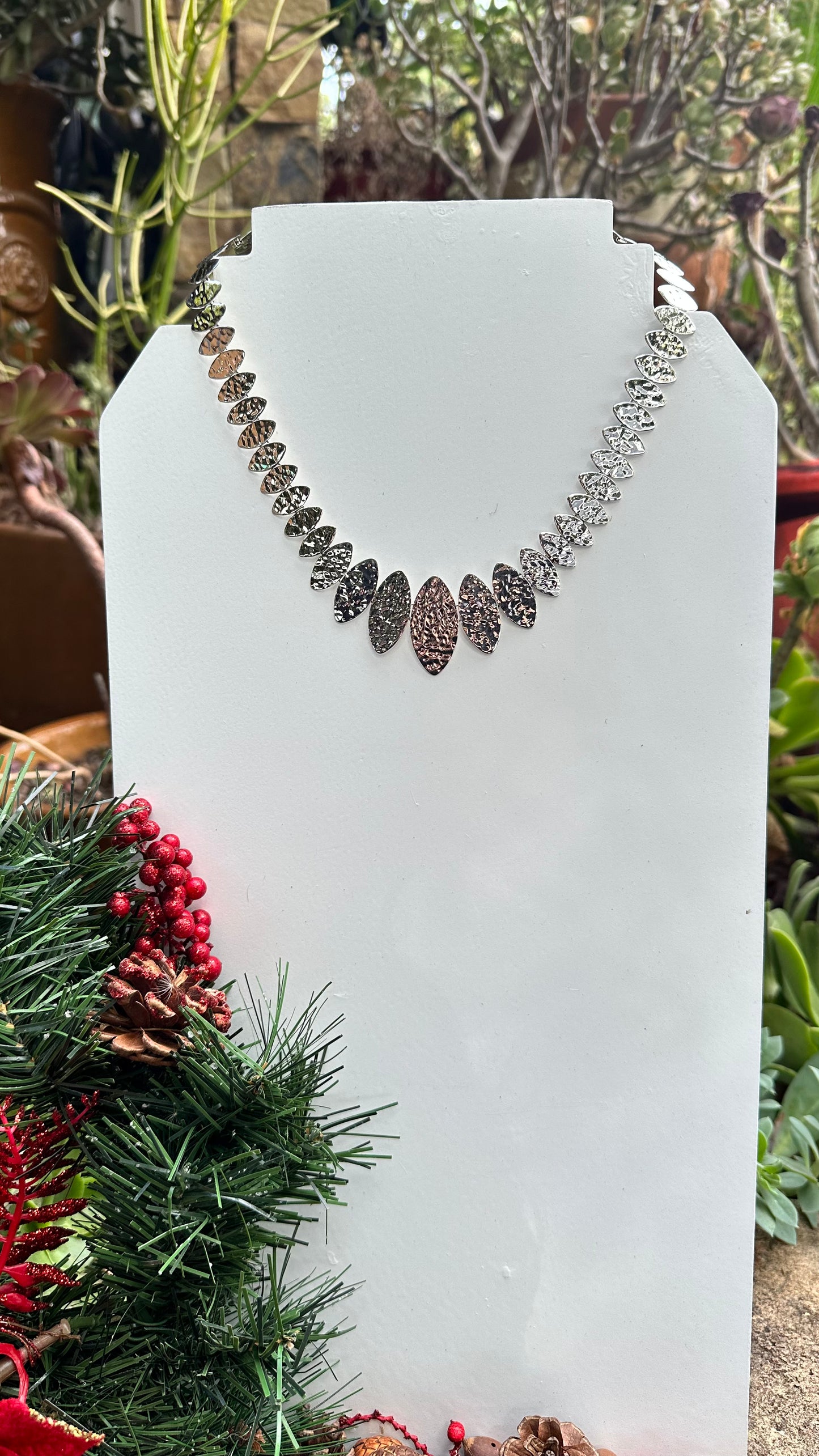 N0588  Hammered Sterling Silver Necklace