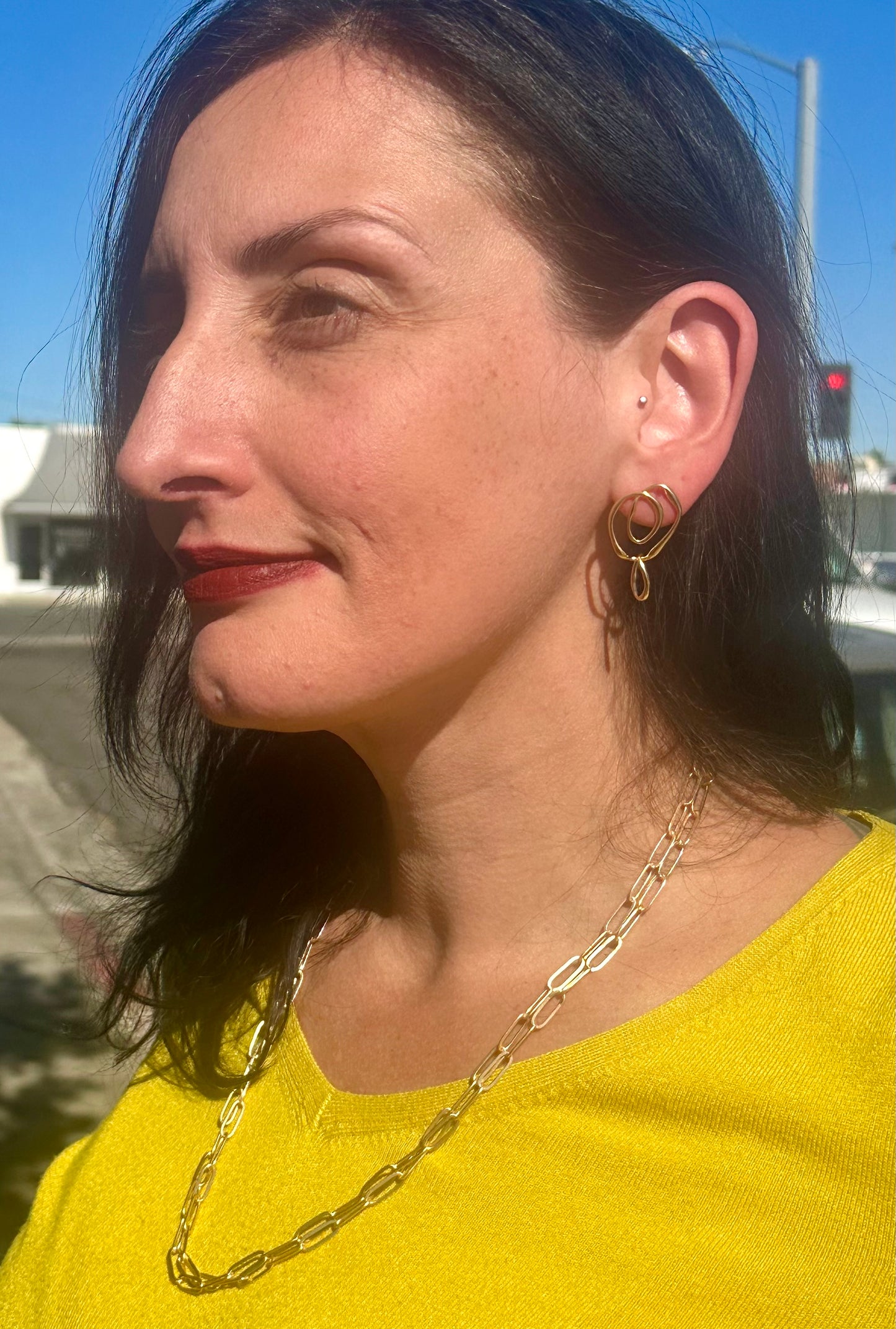 E0730  Art Deco Gold Earrings (2”)