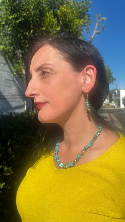 N0919  Turquoise Gold Necklace (18”-20”)