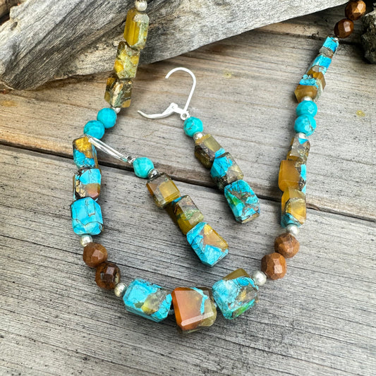 Oyster Turquoise and Arizona and Mojave Turquoise Earrings