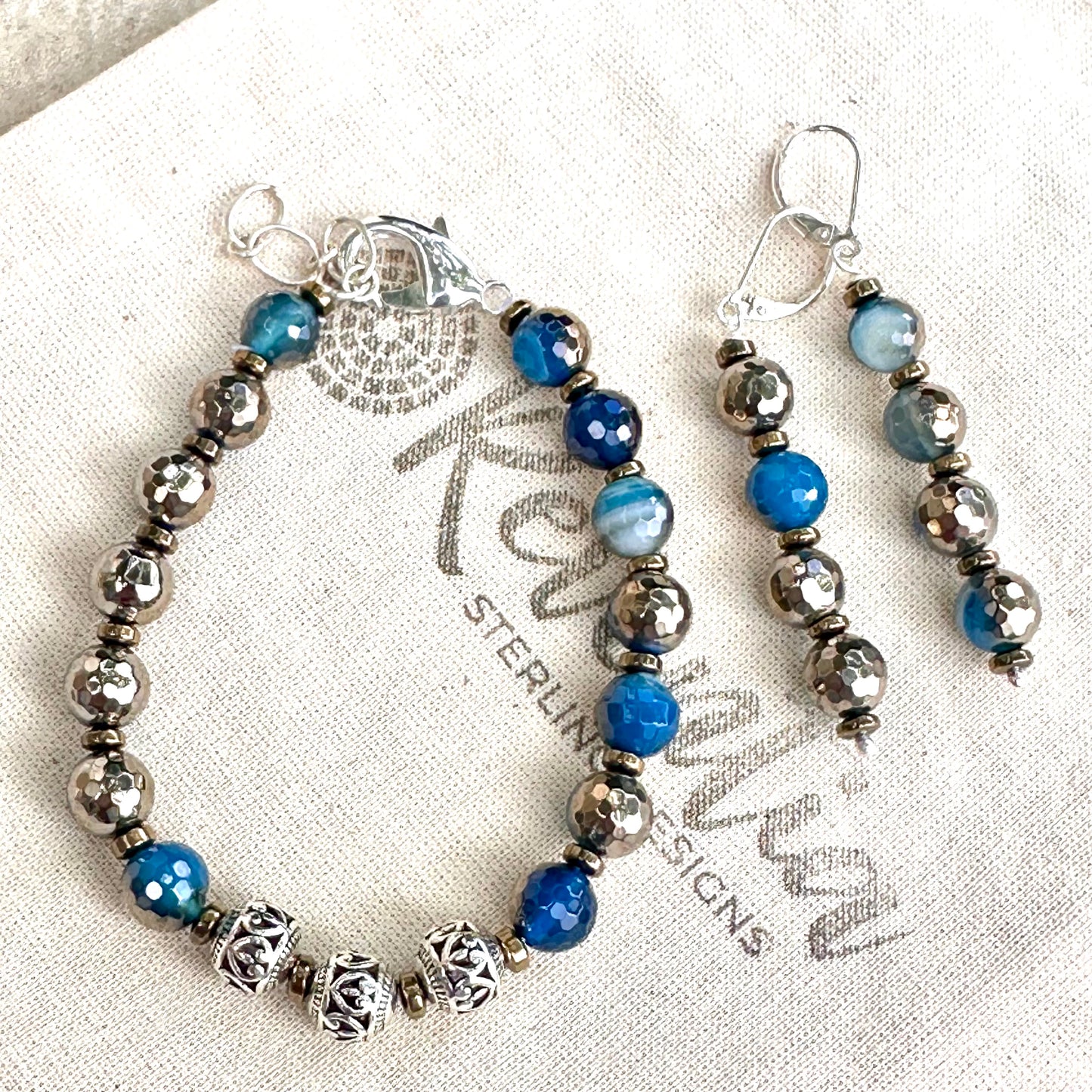 E0667 Jasper Hematite Earrings (2”)