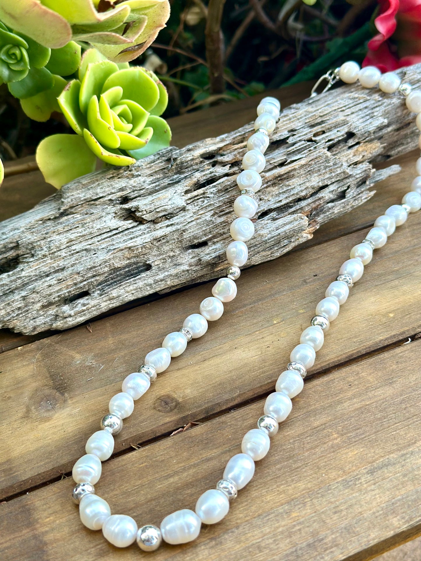 N0824   Pearl Sterling Necklace (22”-24”)
