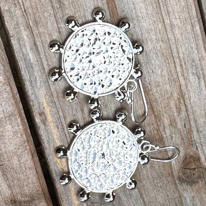 E0689 1.6” Taxco Sun Hammered Earrings
