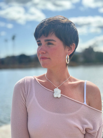 White Solar Agate 2” Necklace 18”