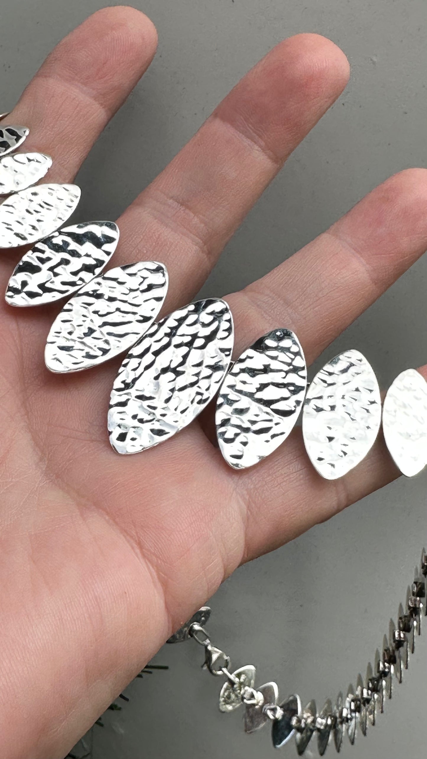 N0588  Hammered Sterling Silver Necklace