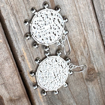 E0689 1.6” Taxco Sun Hammered Earrings