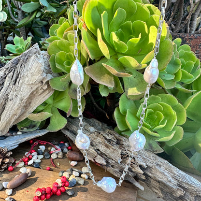 N0608 Baroque Sterling Silver Necklace (28")