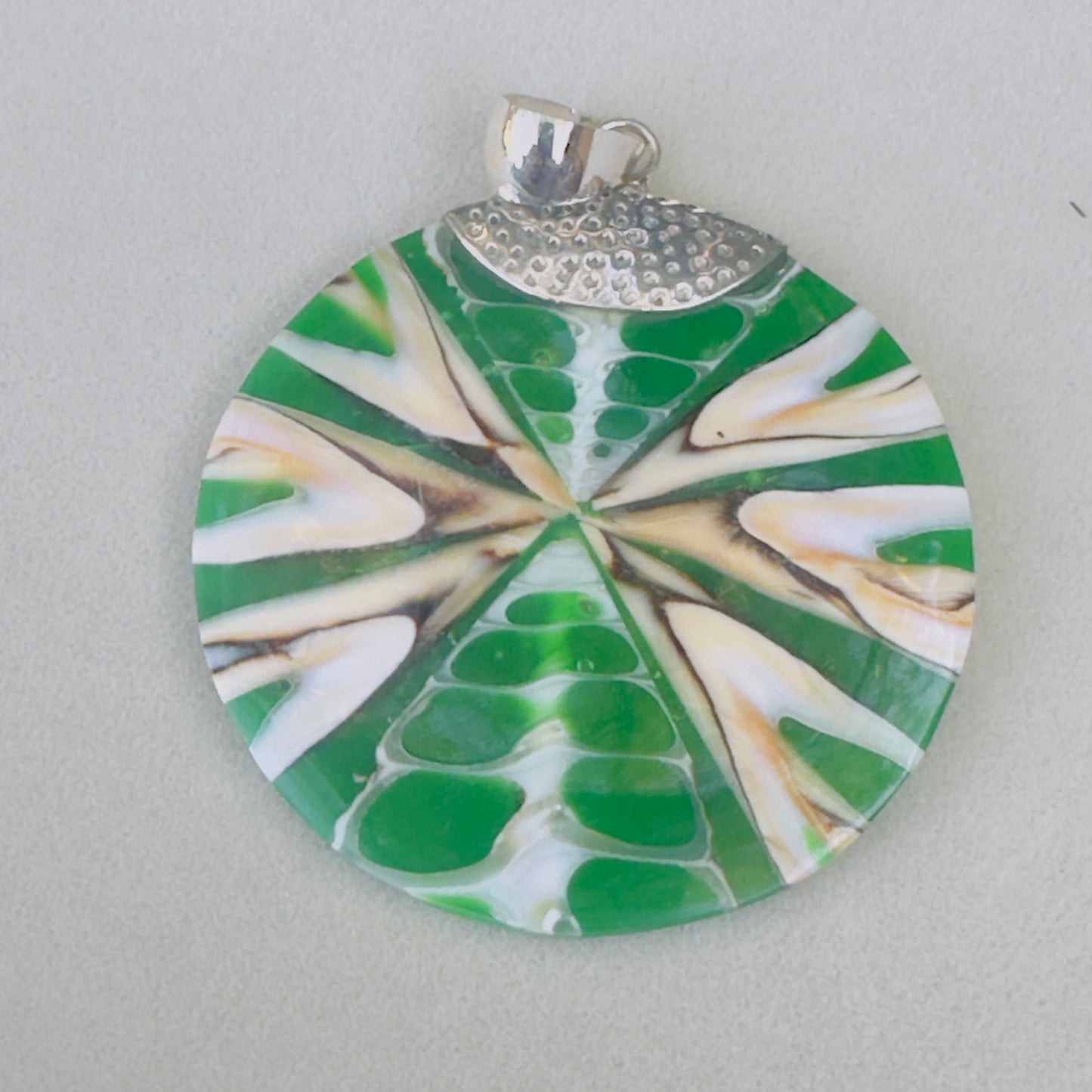 Sale -  2" Shell Resin Sterling Silver on 18" Sterling Silver Chain