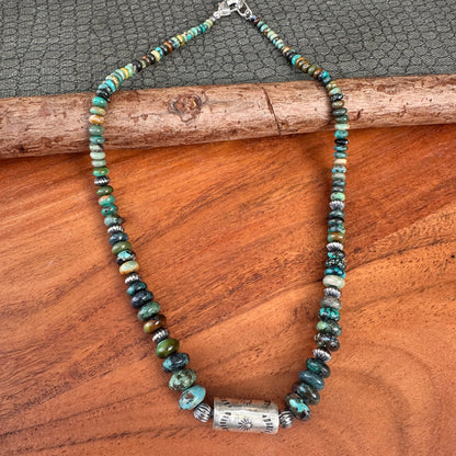 Turquoise Barrel Navajo Pearl Necklace (18"-20")