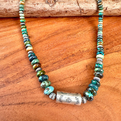 Turquoise Barrel Navajo Pearl Necklace (18"-20")
