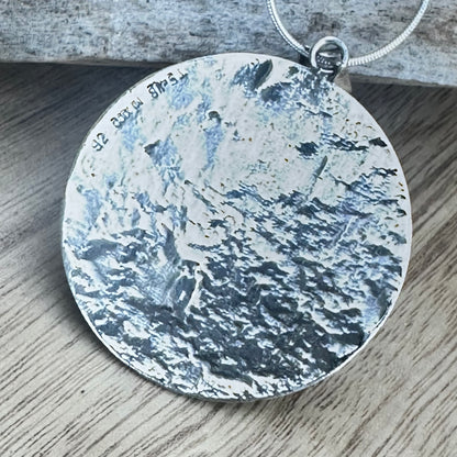 Taxco Textured Sterling Silver Circle 2.25” Necklace