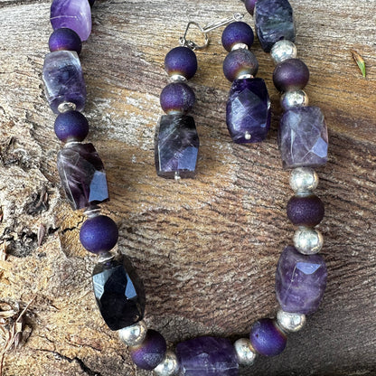 N0883  Korean Amethyst Druzy Necklace (18”-20”)