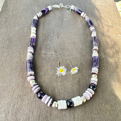 Amethyst Navajo Pearl Shell Necklace