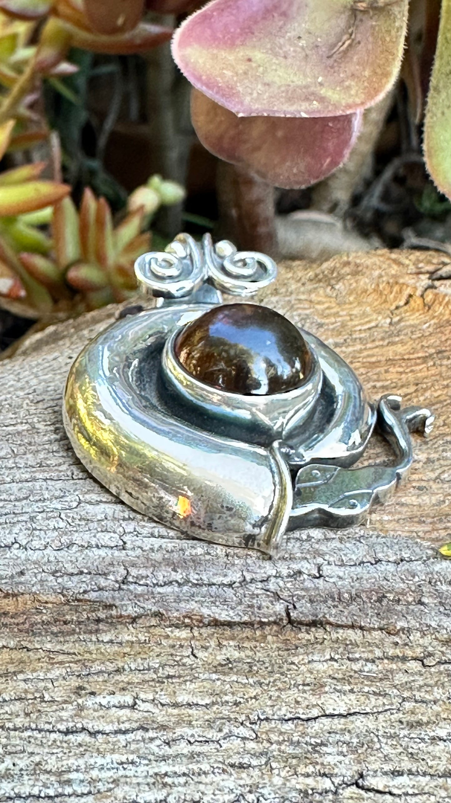 Taxco Baltic Amber Pendant 2.2” Necklace (18")