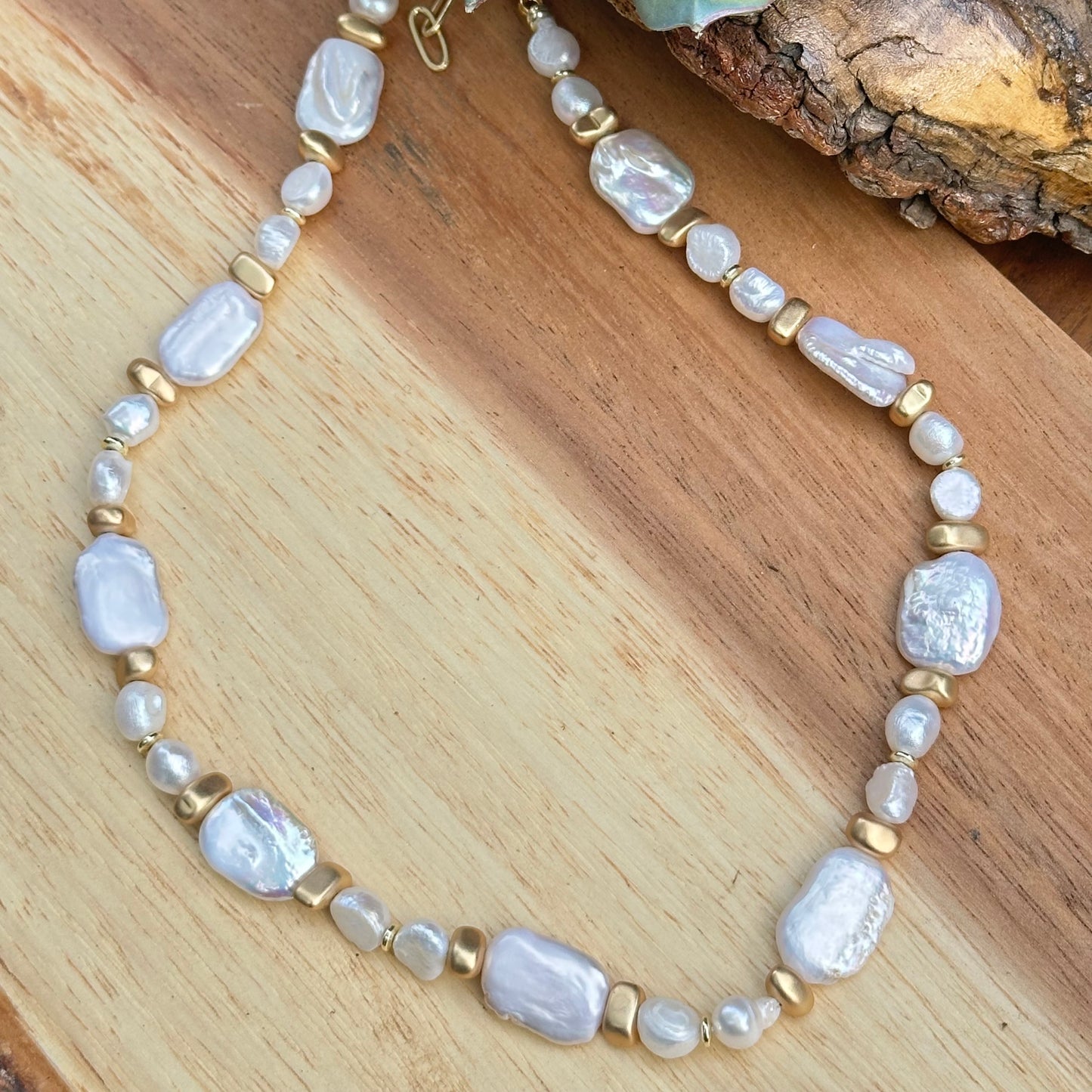 Gold Pearl  Statement Necklace