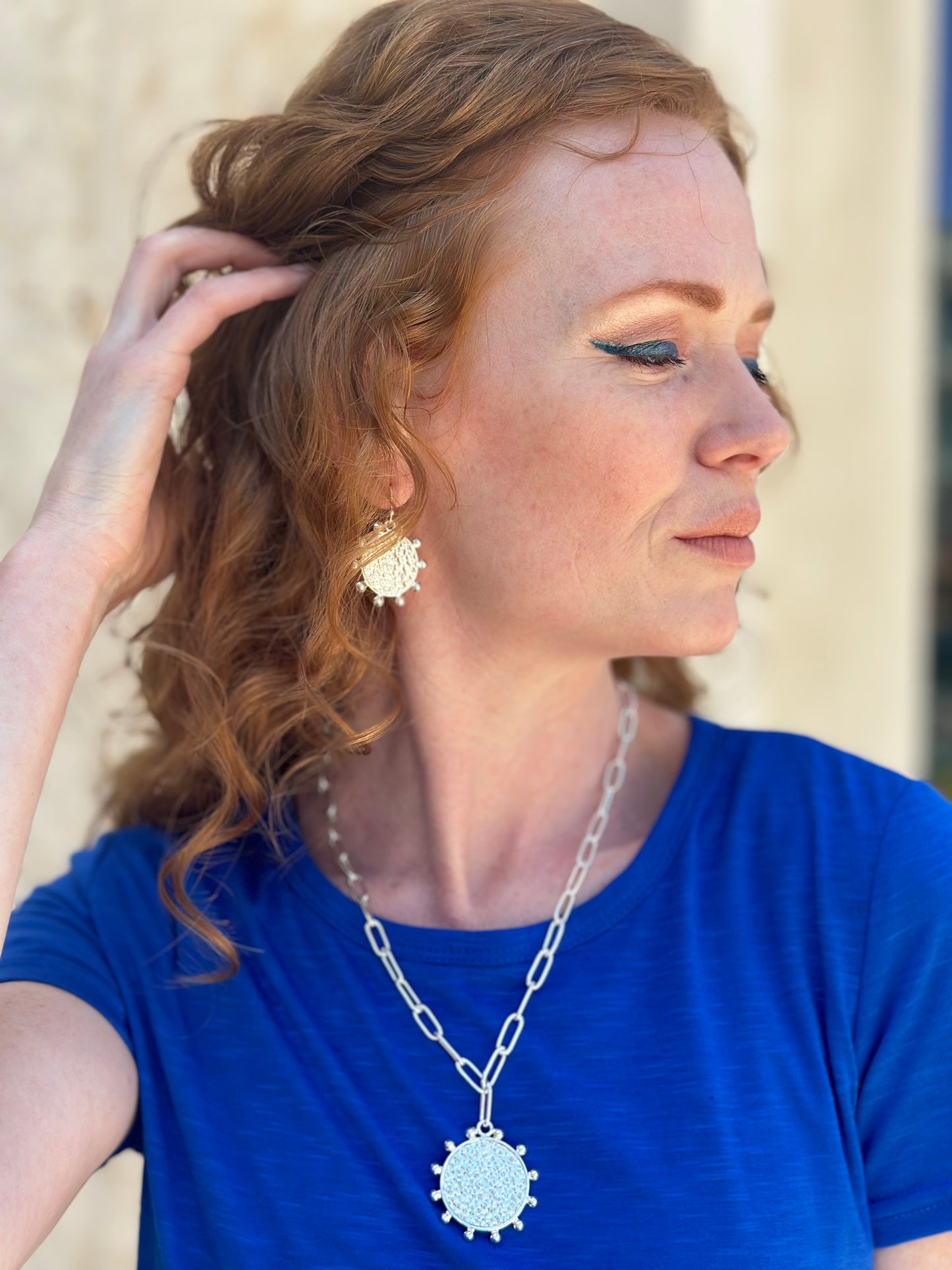 N0791  22” Taxco Sun Hammered Necklace